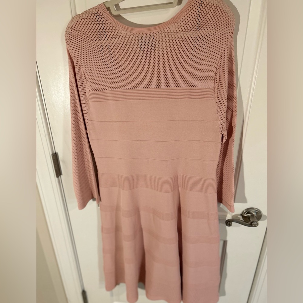 Vince Camuto Mesh-Detail Fit-And-Flare Dress.
